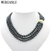 Pendant Necklaces Natural 7-8mm Freshwater Pearl Necklace Women's Jewelry Chain Charm 3 Row Multicolor Female Fashion Four Seasons Collar T247 230617