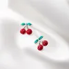 Ohrstecker LAVIFAM 925 Sterling Silber Süßer Roter Zirkon Kirschfrucht Ohrstecker Für Frauen Mädchen Zubehör Sommer Ohrschmuck