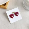 Orecchini a bottone Design semplice Colore rosso vino Amore cuore Smalto per donna Moda dolce orecchino gioielli regali