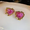 Hoop örhängen hangzhi geometrisk oregelbunden stud för kvinnor vintage personlighet lila hjärtglas MS bankett smycken gåvor