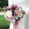 Fleurs décoratives Tissu De Soie Bouquets De Mariage De Mariée Jeter Bouquet Romantique Artificielle Pour Anniversaire Événement Célébrations Activité