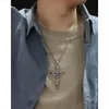 Collane con ciondolo INR Gesù Collana da uomo Croce Gioielli da uomo religiosi cristiani in acciaio inossidabile vintage