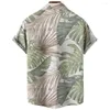Chemises décontractées pour hommes Chemise boutonnée à manches courtes pour hommes Green Beach Style Cocotier À la mode 3d Impression numérique Boucle Revers