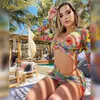 Dwuczęściowa sukienka Summer Women Floral Printed Mesh 2 set Seksowne topskirty ustawiają stroje Rave Party Club nosić kobietę na plażę moda 230617