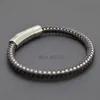 New Buckle Stainless Steel Wire Mix Braided Brown Leather Bracelet Bangle Men Women Punk Jewelry Gift Men Bracelet