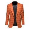 Męskie garnitury Plyesxale Orange Suit for Men Wedding Groom Wear PROM PRYPTACJA STANE MENS 3 -części