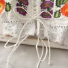 T-Shirt Boho Nakış Çiçek Kadın Tankları Camis kolsuz bandaj örgü moda yaz yeleği 2023 yeni kısa ince şık bayan üstleri y1130