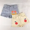 Shorts enkelibb barn sommar denim med söt orange bananmönster tc märke småbarn kläder barn pojkar flickor designer byxor 230617