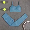 Roupas de ioga Conjunto de 2 peças para mulheres, sem costura, roupas esportivas, leggings, agasalho, conjuntos ativos M01