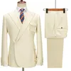 Costumes pour hommes 2023 manteau Design Beige pour hommes veste pantalon 2 pièces côté droit bouton ensemble robe fête garçon d'honneur mariage