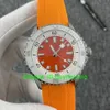 2023 New mens watch 1884 Ocean 44MM Watches Orange Dial Stainless Steel Rotating Bezel Automatic Mechanical Rubber Band Watch Big Size Luminous Wristwatches
