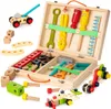 Strumenti Laboratorio Cassetta degli attrezzi in legno per bambini Giochi di imitazione Set Giocattoli educativi Montessori Smontaggio del dado Montaggio a vite Simulazione Riparazione Strumento per carpentiere 230617