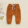 Broek geboren Baby Jongens Meisjes Elastische taille Verstelbaar Trekkoord Effen vrijetijdsstijl Losse pasvorm Lange broek 03T 230617