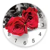 Horloges murales Rose rouge fleur horloge cuisine maison salon chambre décorative enfants décor suspendu