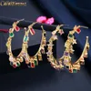 Ear Cuff CWWZircons Chic Gold Color Rainbow CZ Big Circle Round Dangle Tassel Drop Charms Hoop Earrings for Women Boho Jewelry CZ818 230617