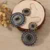 Dangle Chandelier Badu Women Vintage Earring Double Round Japanese Seed Beads Crochet Dangle Earrings Christmas Jewelry Gift Wholesale 230617