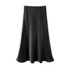 Summer Silk Women Skirt Thin High Waist Mid-length Satin Elegant Summer Pink Midi Skirt New Korean Style Mermaid Skirt