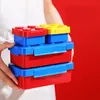 Bento lådor gåvor till barn stapelbara oxford block tegel design bärbar förseglad lunchlåda färgglada block skarv barn student bento box 230617