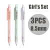 3 pièces/ensemble crayons mécaniques multicolore rétractable crayon automatique 0.5mm conduit école croquis fournitures d'écriture Kawaii papeterie