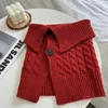 Schals Winter Damen Pullover Twist Gestrickte Halswirbel Mode Herbst Knopf Warme Reine Farbe Kragen Falscher Schal Für Frauen