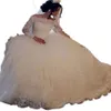 Vestido De novia con volantes en cascada, Vestido De novia De manga larga con apliques De encaje, vestidos De novia De lentejuelas, Iglesia Formal De talla grande, Vestido De Novi321P