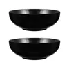 Geschirr-Sets, 2-teilig, japanische Ramen-Schüssel, schwarzes Besteck, Müsli-Serviergeschirr, handgezogenes Nudelgeschirr