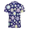 Herenpolo's Field of Daisy Casual T-shirts Flower Power Print Poloshirts Rits Y2K Shirt Mannelijk Ontwerp Kleding Grote maten 5XL 6XL 230617