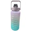 Bottiglie d'acqua Bottiglia di paglia da 2000 ml con indicatore del tempo Gradiente Bollitore sportivo a tenuta stagna BPA Free Flip Top Fitness motivazionale