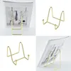 Smyckespåsar 3 Packplattstativ för Display Gold Iron Easel Holder Metal Frame Po Decor Bowl