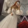 Boho Suknia ślubna 2021 Aplikacje ukochane koronkowe a-line puszysty rękawy księżniczka elegancka sukienki panny młodej 268f