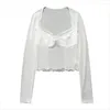 Kvinnors T -skjortor Transparenta toppar Mesh Top 2023 Summer Solid Long Sleeve White Crop Corsets For Women's Women's Clothing