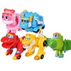 Transformacja Toys Roboty 9pcs/Set Abs min Gogo Dino Deformation Robot do dinozaurów Figurki Transformacja samolotów samochodowych Żurawie motoryzacyjne 230617