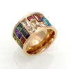 Солитарное кольцо многоцветное хрустальное кольцо для женщин Anel 316L Обручальные кольца из нержавеющей стали женский радужный цвет каменное кольцо Anillo Модные украшения 230617