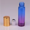 10 ml glas eteriska oljevalsflaskor gradientfärgflaskor med rostfritt stålbollar rullar på flaskan perfekt för eterisk olja perf nsav