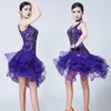 Stage Wear 2023 Style Women's Latin Salsa Dance Sequin Dress Bead Embroidery Dresses Girls Cha Ballroom Competition Costume