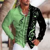 Mäns casual skjortor ankomst mode överdimensionerad för män piano tryck knapp långärmad topp topper klädsemester och blusar