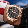 Lige Roségold Herrenuhren Top-Marke Luxus Sportuhr Herren Edelstahl Wasserdicht Quarz für Mode Chronograph 230605