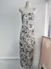 Casual Dresses Women Printed eller Solid Color Strapless Elegant Silk Maxi Sling Dress