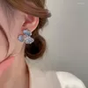 Boucles D'oreilles Élégant Zircon Réglage Bleu Iris Pétales Irréguliers Fleur Pour Les Femmes Avancées Jeunes Filles Parti Charme Bijoux N319