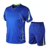 Agasalhos masculinos 2023 verão masculino esportivo conjunto oversize lazer moda poliéster manga curta camiseta shorts M-5XL