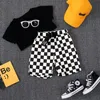 Shorts Boy Summer Short Pant Cotton Black and White Checkered Relaxed Elastic Clothes for Teens Size 4 6 8 10 12 14 pantalones 230617