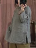 Women's Trench Coats Johnature Women Chinese Style Stand Parkas Solid Color Linen 2023 Spring Long Sleeve Button Clothes Vintage