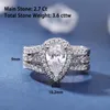 حلقة Solitaire خاتم She 2 قطع 925 Sterling Silver Engagement خاتم الخاتم الفرقة الزفاف للنساء Pear Cut Aaaaa Zircon حجم المجوهرات