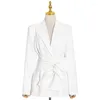 Dameskostuum Dames wit damesjack Speciaal ontwerp Celebrity Prom Party Dress Elegant Business V-hals Slim Fit Lady Coat