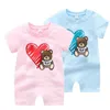 Nouveau-né bébé barboteuses mignon infantile vêtements d'escalade lettre de bande dessinée fille garçon combinaison coton pyjama concepteur tout-petits vêtements pour enfants