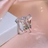 Cluster Ringe 925 Silber Luxus Zirkonia Für Frauen Braut Verlobung Hochzeit Schmuck CZ Femmale Zubehör Ganze Finger