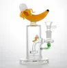 El más barato Heady Creative Glass Oil Burner Bong Banana Shape Hookahs Oil Dab Rigs Matrix Showerhead Perc Water Pipes 14mm Articulación femenina con Tazón de tabaco