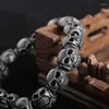 Bangle Bracciale teschio vintage in acciaio al titanio per uomo Corda elastica gotica Accessori per gioielli Regali di Halloween
