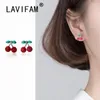 Boucles d'oreilles LAVIFAM 925 argent Sterling doux Zircon rouge cerise fruits clous pour femmes filles accessoire été oreille bijoux