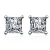 Moissanite Sterling Sier Simple Square Snowflake Heart Six Claw Mosan Diamond Stud Earrings for Women Gift